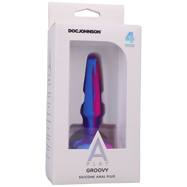A-Play Groovy Silicone Anal Plug- 4 inch - Berry  10 cm Butt Plug