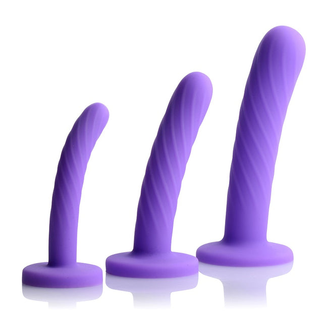 Tri-Play 3 Piece Silicone Pegging & Dildo Set - Purple