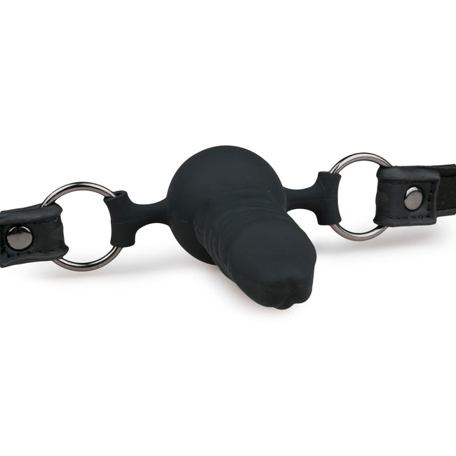 Ball Gag With Silicone Dong - Black solid