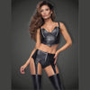 Power Wetlook Garter Belt With Silver Zipper - S