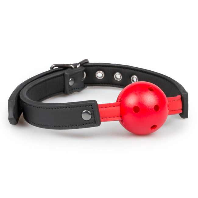 Ball Gag with PVC Ball - Red & Black breathable