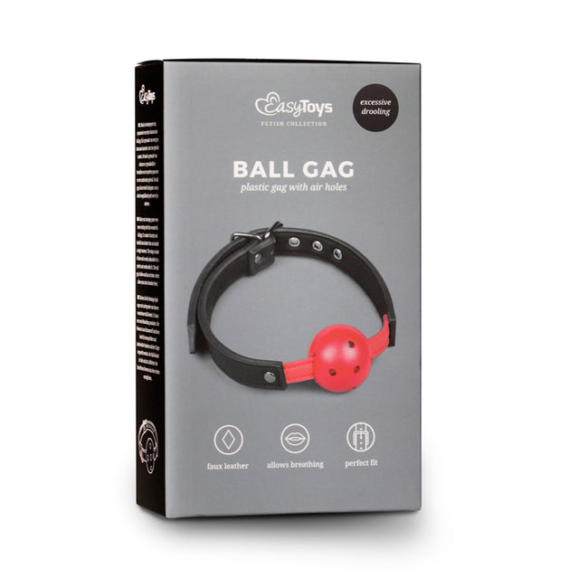 Ball Gag with PVC Ball - Red & Black breathable