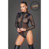 Zipped Tulle Bodysuit w Embroidery  L