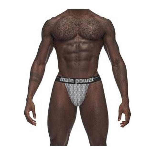 Male Power Sexagon Micro V Thong Grey S/M