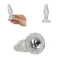 Pillow Talk Luxurious Sparkling Glass Anal Plug 10cm Clear Gem base & Bonus bullet