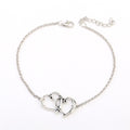 Anklet double heart link silver colour