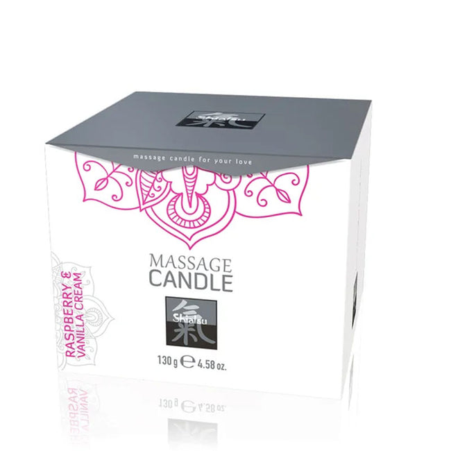 Shiatsu Massage Candle - Raspberry & Vanilla Cream Scented - 130 gram