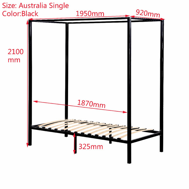 Steel Four Post bed frame - Single