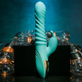 HEAT ME UP Warming Rabbit Thruster vibe - Teal 23.6 cm USB Rechargeable