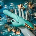 HEAT ME UP Warming Rabbit Thruster vibe - Teal 23.6 cm USB Rechargeable