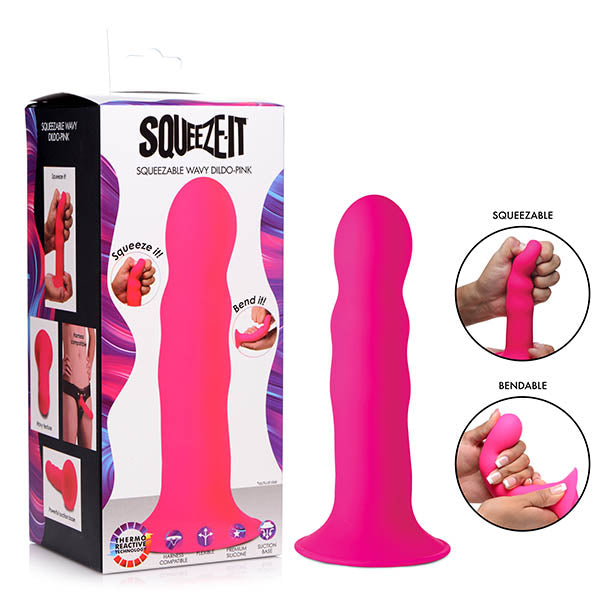 Squeeze-It Squeezable Wavy Dildo - 18.3 cm