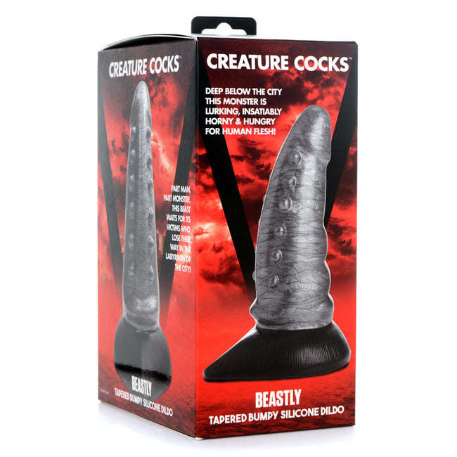 Creature Cocks Beastly Tapered Bumpy Silicone Dildo - Silver 21 cm