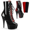 Delight 1020 FH platform Ankle boot with 6 inch heel - Red Black Patent