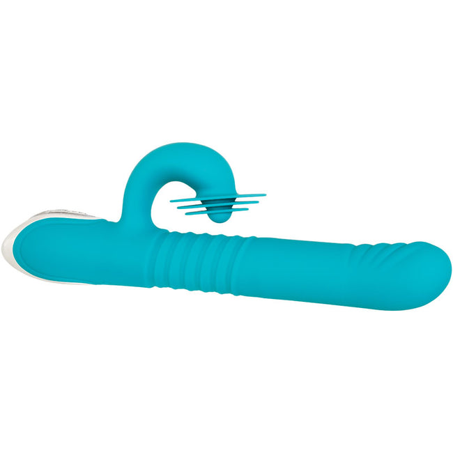 Evolved The Show Stopper - Teal 23.5 cm USB Rechargeable Thrusting Rabbit Vibrator
