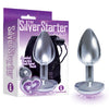 The Silver Starter - Silver 7cm Butt Plug with Violet Heart Jewel