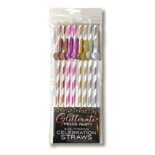 Glitterati Tall Penis Party Straws - 8 Pack