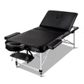 Zenses 3 Fold Portable Aluminium Massage Table - Black 75cm wide