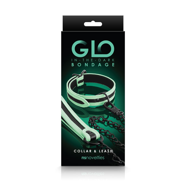 GLO Bondage Collar and Leash - Glow In Dark Restraint