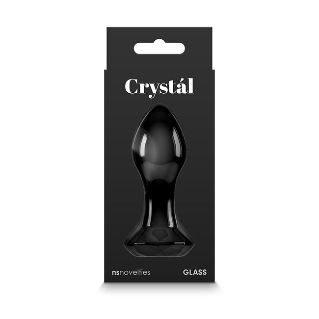 Crystal Gem - 9 cm Glass Butt Plug Black