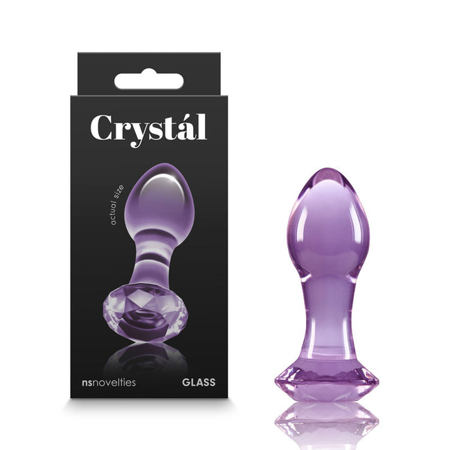 Crystal Gem - 9 cm Glass Butt Plug Purple