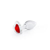Crystal Desires Small Glass 7.3 cm Butt Plug with Red Heart Gem Base