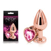 Rear Assets Rose Gold Heart Medium - Rose Gold Medium Metal Butt Plug with Pink Heart Gem Base