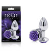 Rear Assets Rose - Small -  7.6 cm Metal Butt Plug with Purple Rose Base
