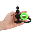 OUCH! Glow In The Dark Beads Butt Plug with Cock Ring - 11.2 cm