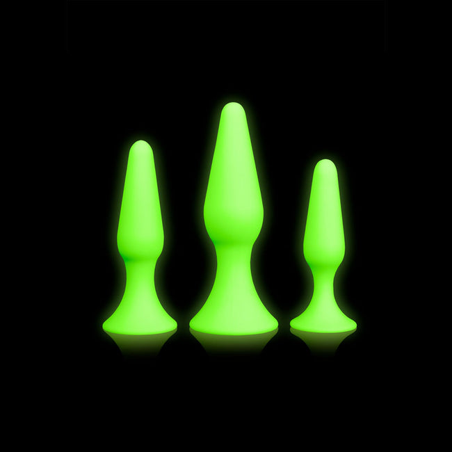 OUCH! Glow In The Dark Butt Plug Set - 3 Sizes