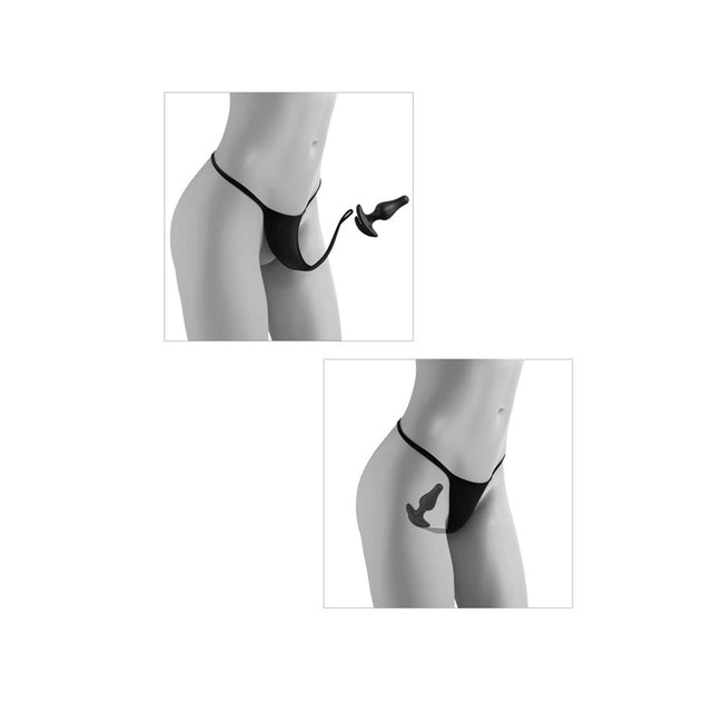 HOOKUP Remote Bowtie Bikini -  Panty with Vibrating Plug & Bullet - XL/XXL Size