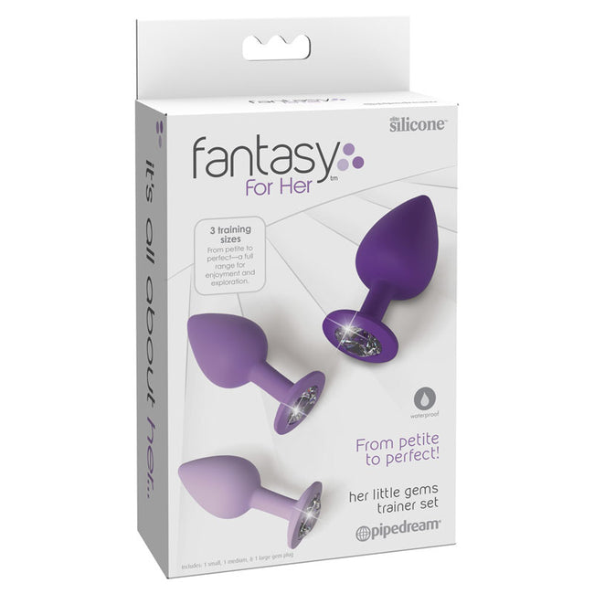 Fantasy For Her Little Gems Trainer Set - Purple Butt Plugs with Jewel Bases - Set of 3 Sizes