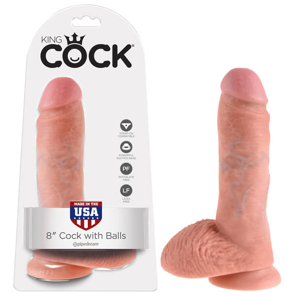 King Cock 8'' Cock With Balls -  20.3 cm (8'') Dong
