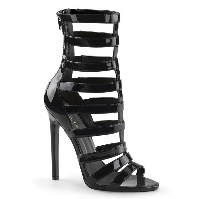 Sexy 52 cage Sandal with 5 inch heel - Black Patent