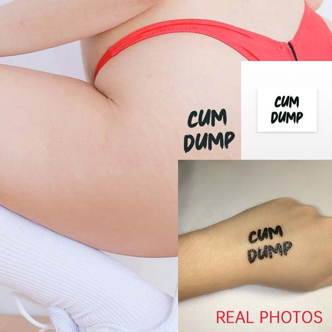 Temporary waterproof tattoos for BDSM slaves "Cum Dump" version 2