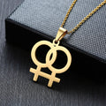Necklace LGBT Pride twin Venus symbol in Gold, Silver or Rose.