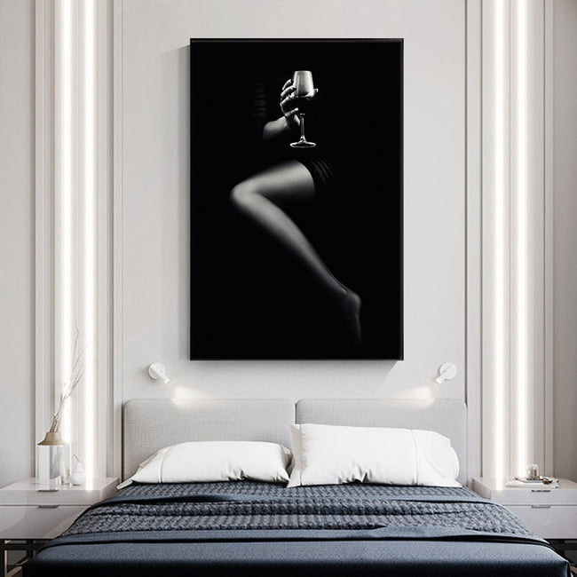 Sensual female photography reprinted on canvas.