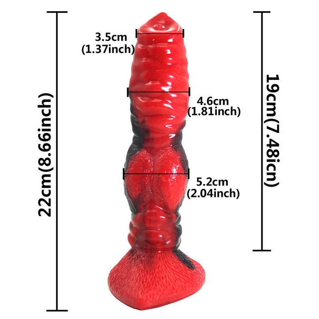 Dog Cock Dildo 22cm with suction cup base - 3 colour choices