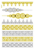 Temporary tattoos in EASTERN CULTURE design Gold & Silver for men or women various designs