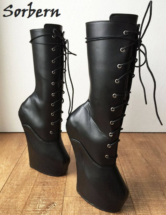Sorbern Hoof Heel mid-calf boot. Pointed toe extreme heels for Pony play & BDSM