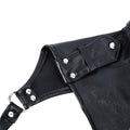 Leather bondage hood with removable hair incl. chest belt with collar