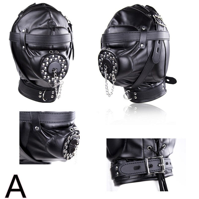 PU Leather Hood for BDSM Style A