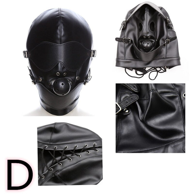 PU Leather Hood for BDSM Style D