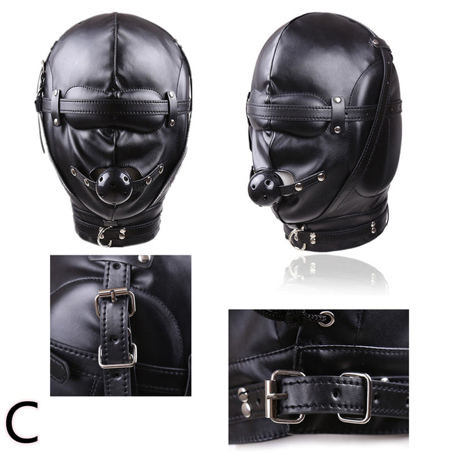PU Leather Hood for BDSM Style C