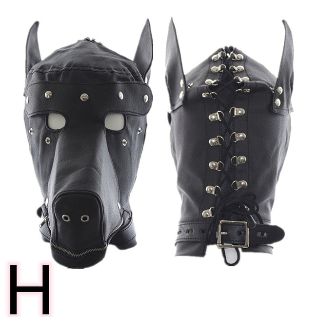 PU Leather Hood for BDSM Style H