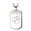 Necklace LGBT Pride twin Mars symbol dog tag in Silver.