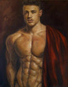 Hand painted man. Oil painting printed on canvas