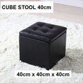 Square stool 40cm with storage in leather or synthetic
